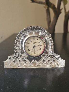 Waterford Clear Crystal Carved Mantel Clock